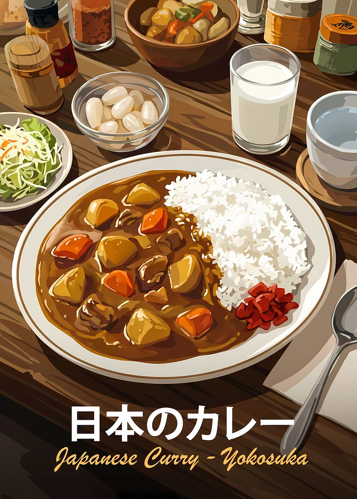 Japanese Curry Rice Meal Illustration