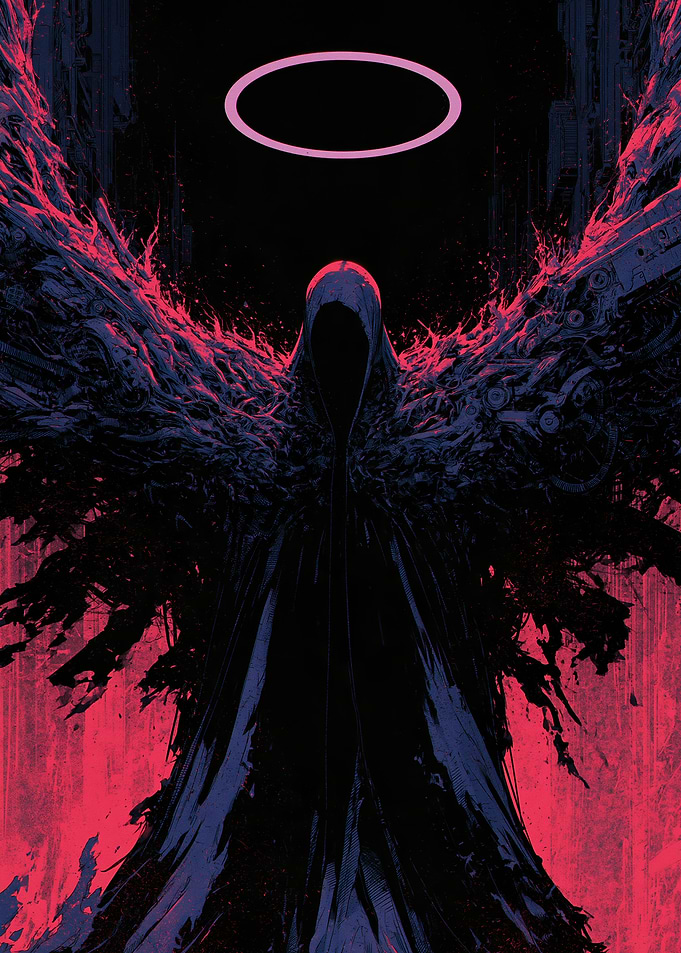 Dark Angel with Pink Halo