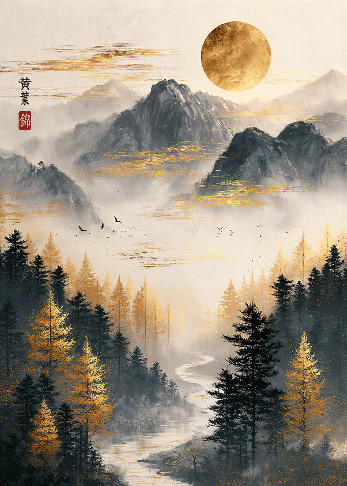 Misty Valley of Autumn Gold