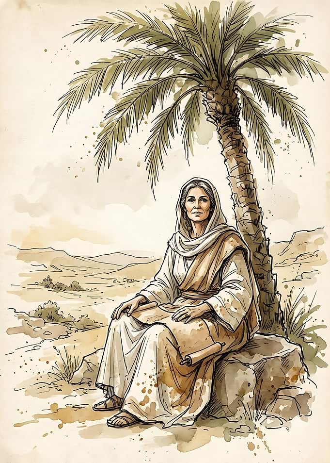 Biblical Woman Sitting Under Palm Tree