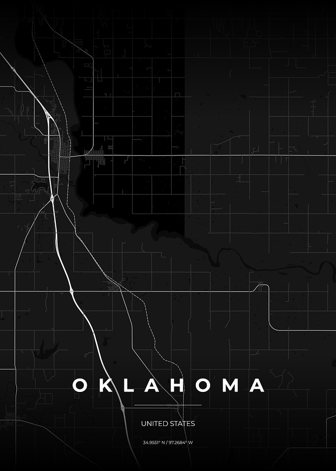 US Minimalist Oklahoma Map Poster