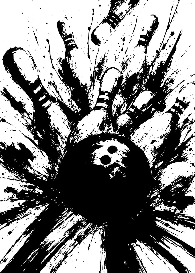 Bowling Strike Ink Splatter Art