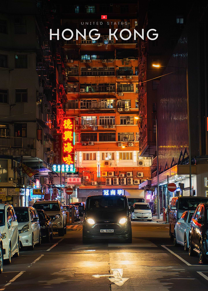 Night Street Scene in Hong Kong