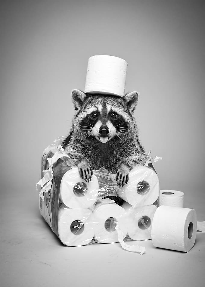 Funny Raccoon With Toilet Paper