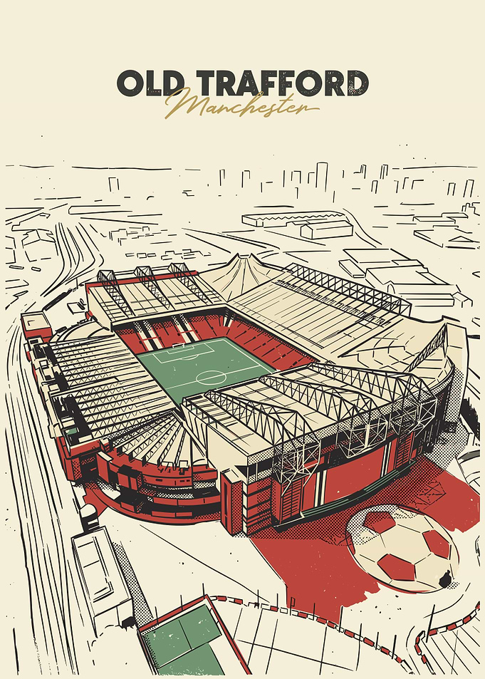 Old Trafford Stadium Manchester Illustration