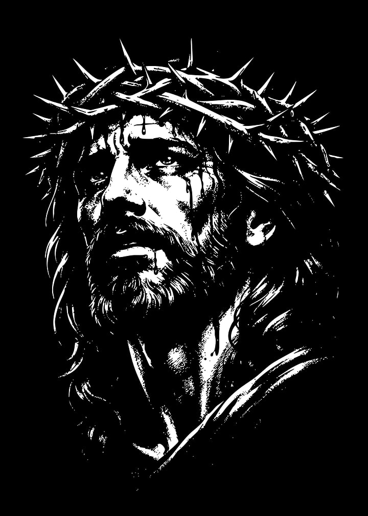 Black and White Jesus Portrait