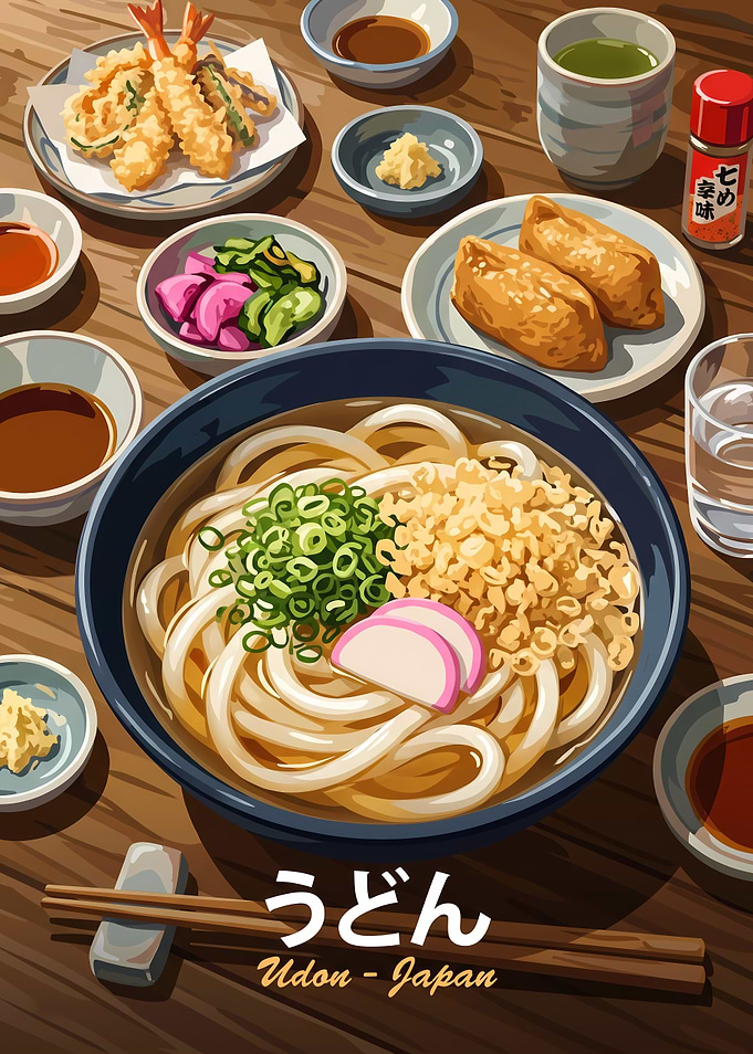 Traditional Japanese Udon Noodle Meal