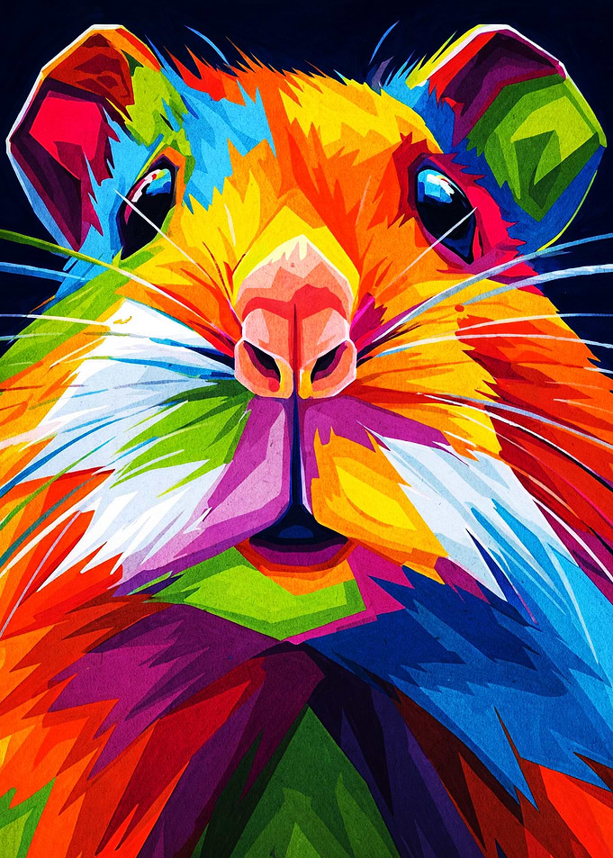 Colorful Pop Art Guinea Pig Portrait
