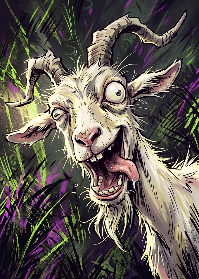 Crazy Goat Wild Funny Animal Art