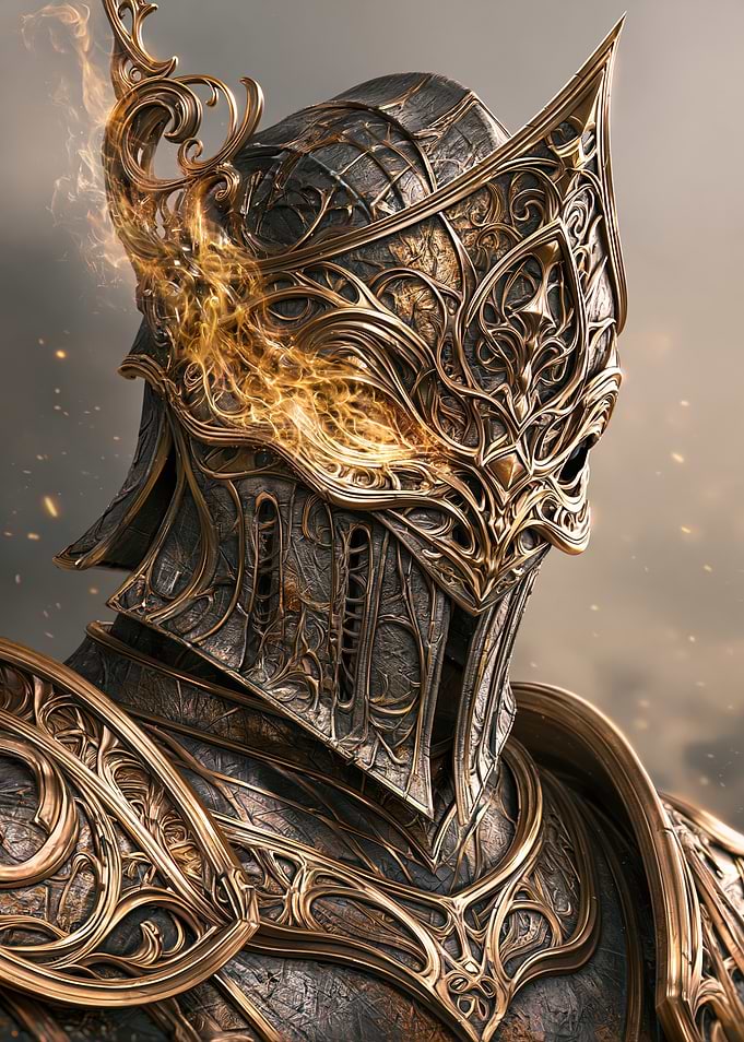 Ornate Golden Fantasy Knight Armor