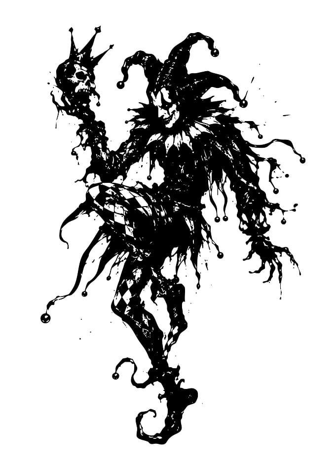 Dark Ink Style Jester Illustration