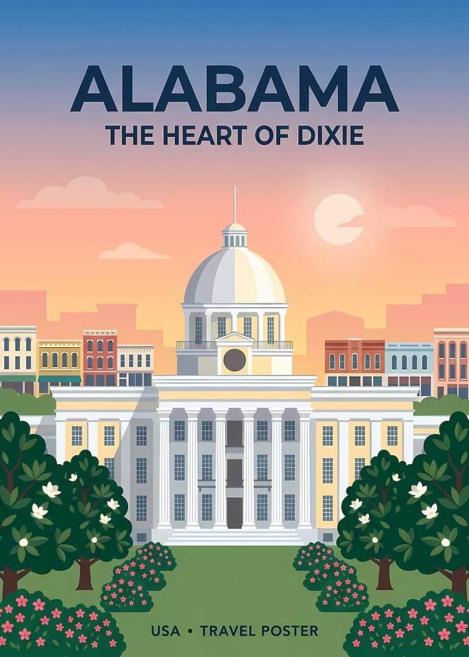 Alabama State Capitol Travel Poster