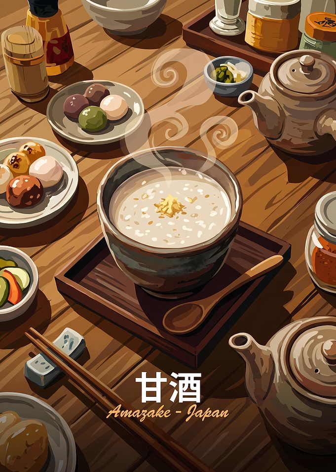 Traditional Japanese Amazake Drink Set