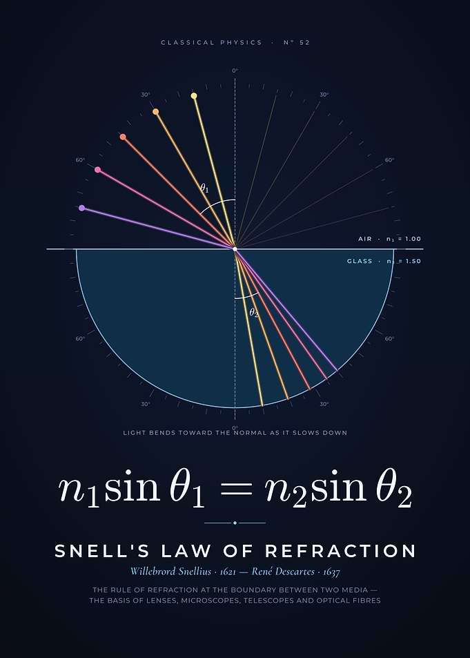 Snell's Law of Refraction, Light Rays in Glass