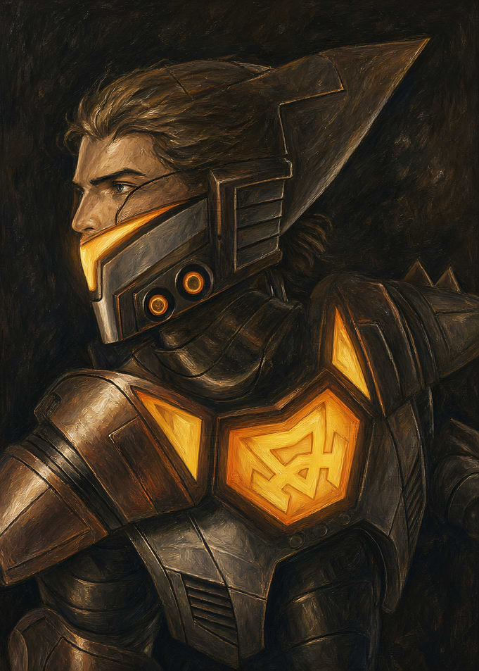 Futuristic Warrior in Glowing Armor