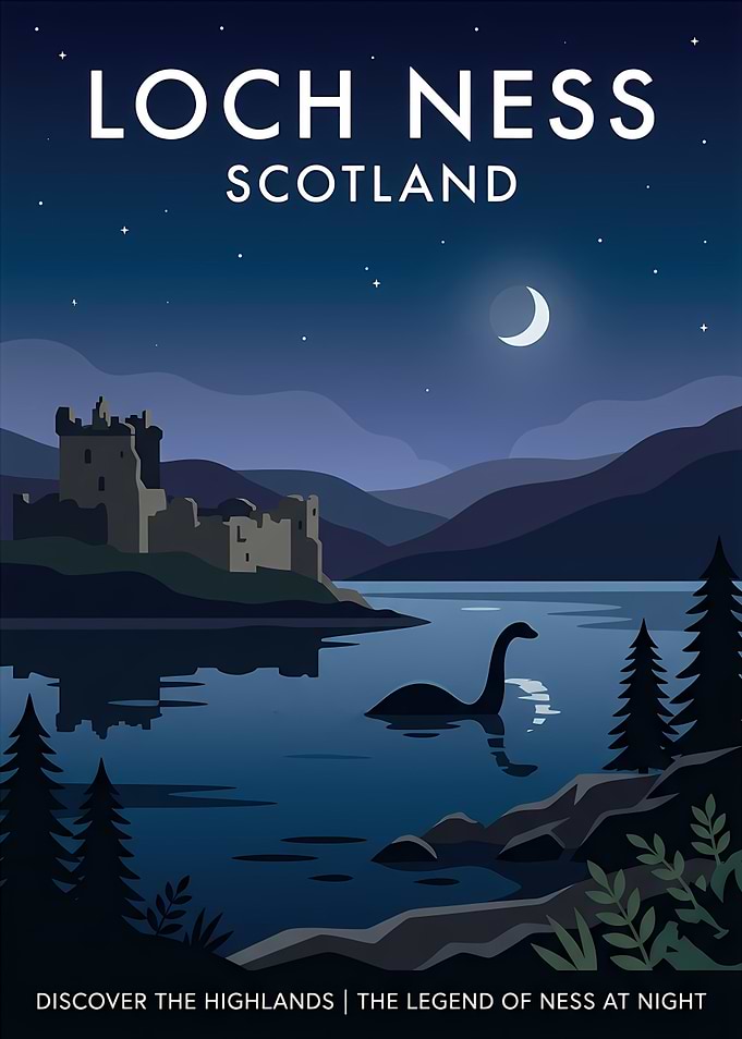 Loch Ness Scotland Travel Poster