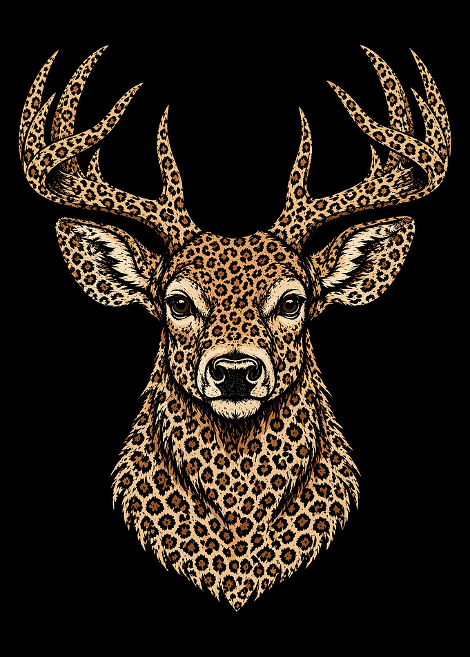Leopard Print Deer Head Illustration