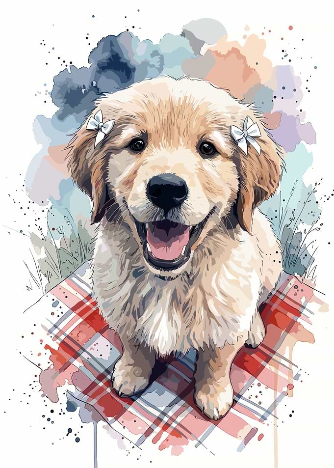 Cute Golden Retriever Puppy Illustration