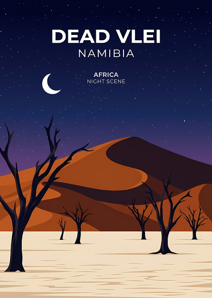 Dead Vlei Namibia Night Poster