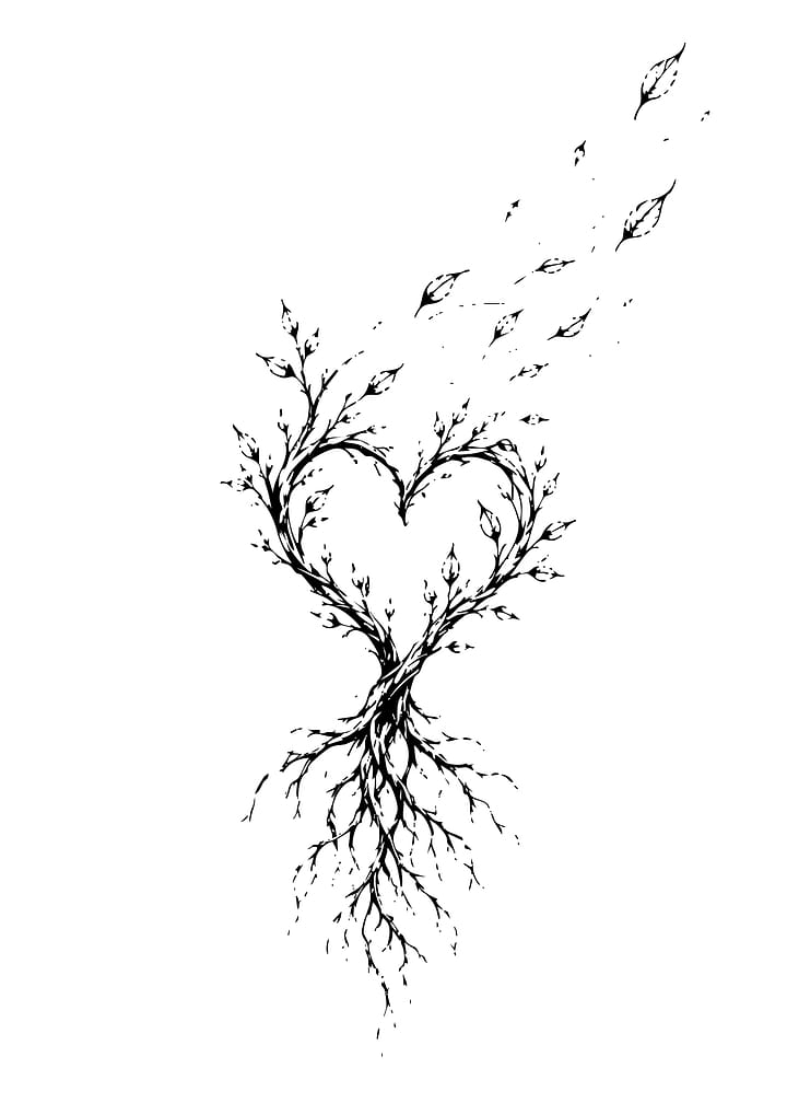 Heart Shaped Tree Roots Tattoo Design