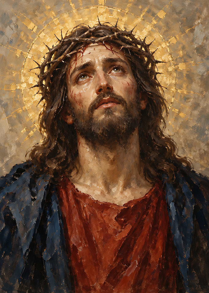 Portrait of Jesus with Crown of Thorns