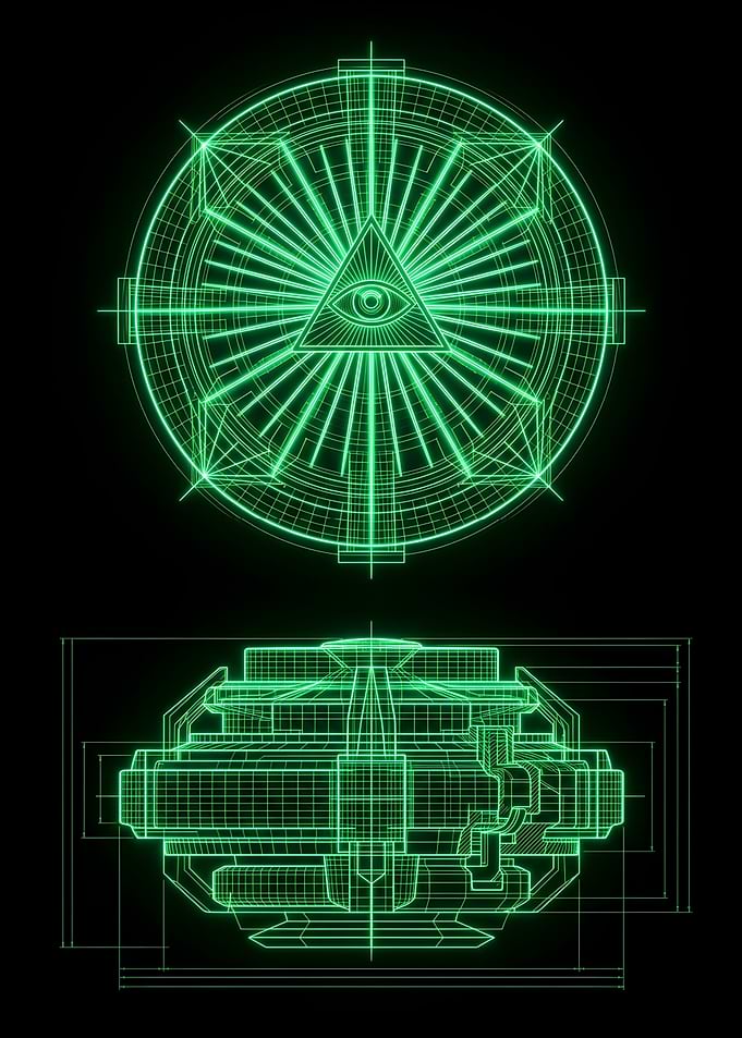 Illuminati Eye Blueprint Technical Drawing