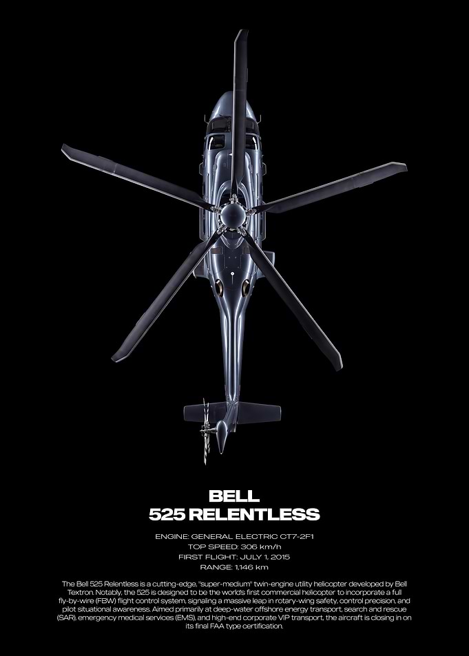 Bell 525 Relentless Helicopter Poster