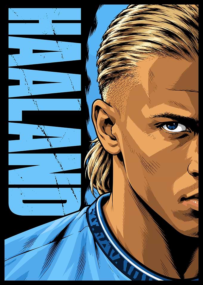 Erling Haaland Manchester City Portrait Art