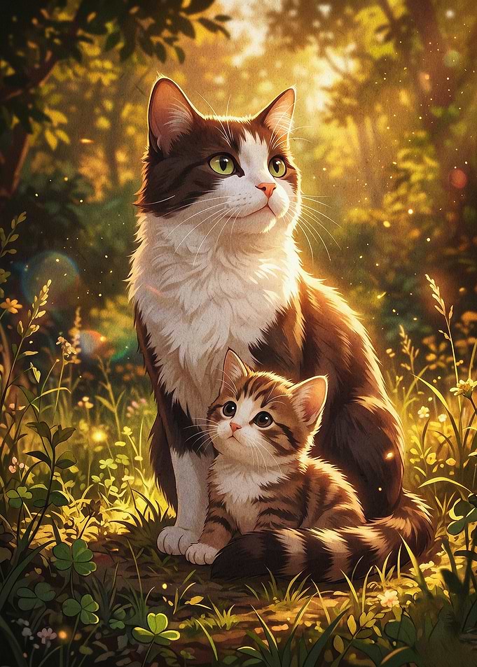 Cat Kitten Forest Fantasy Art