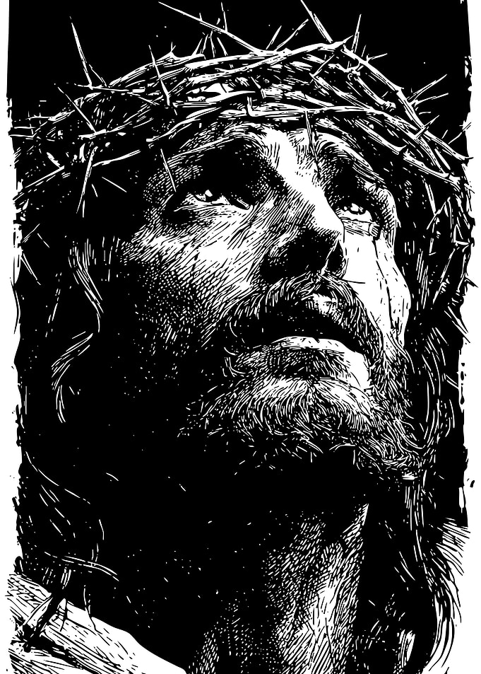 Black and White Jesus Portrait