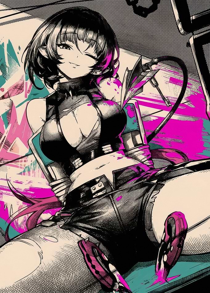 Stylish Anime Girl with Neon Accents