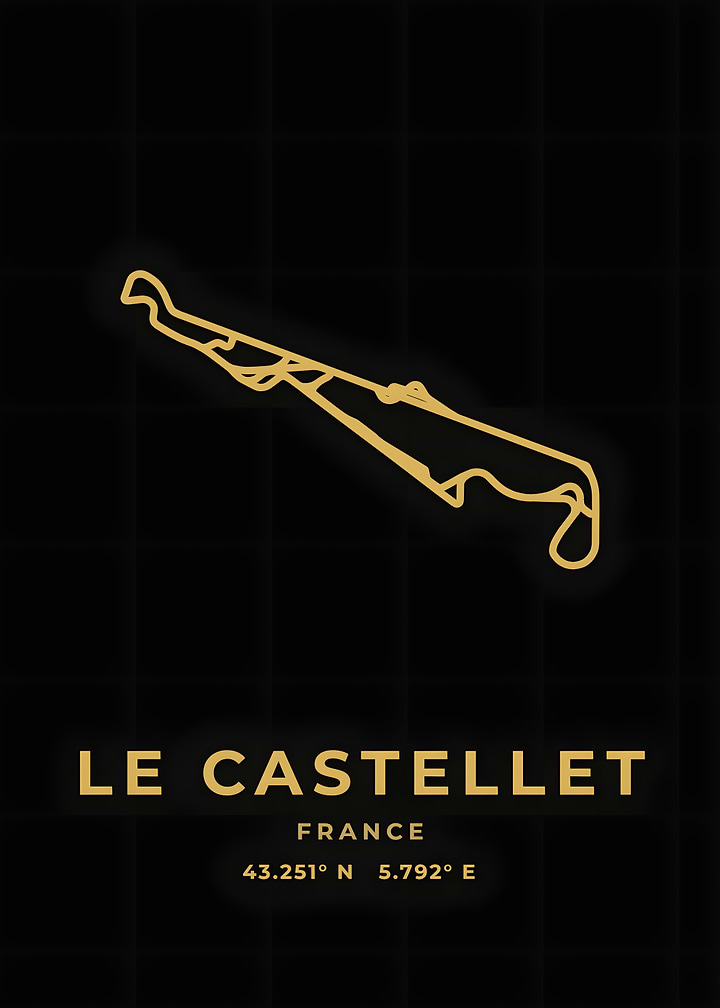 Le Castellet Race Track Black Gold Circuit Poster