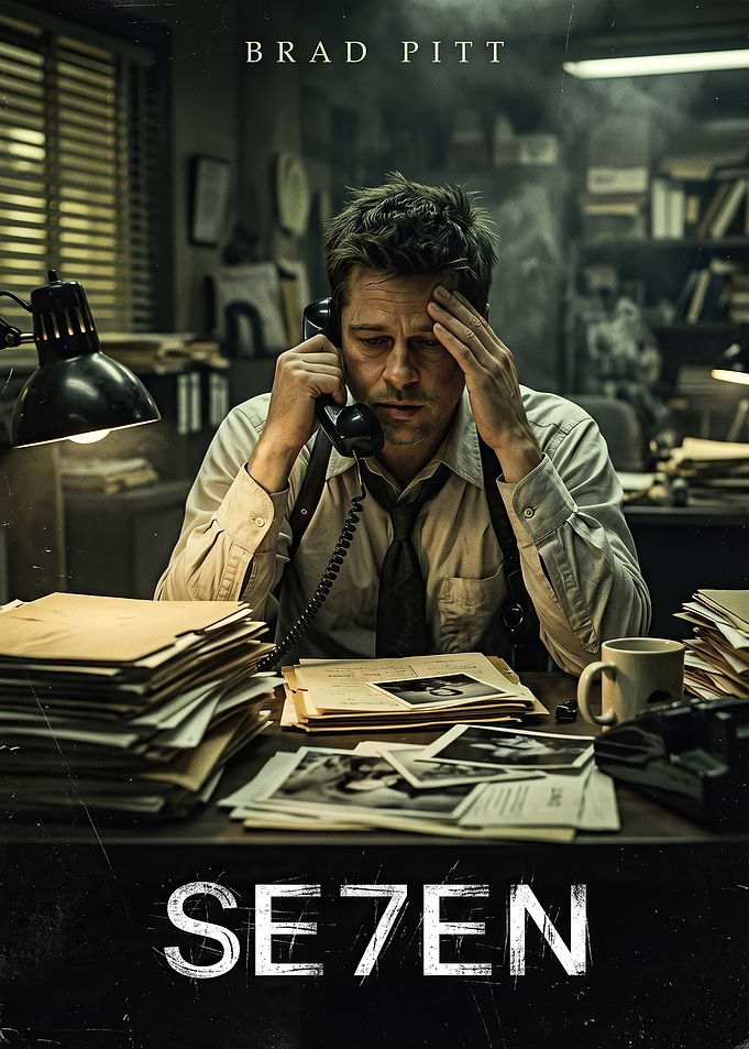 Se7en Movie Poster Featuring Brad Pitt