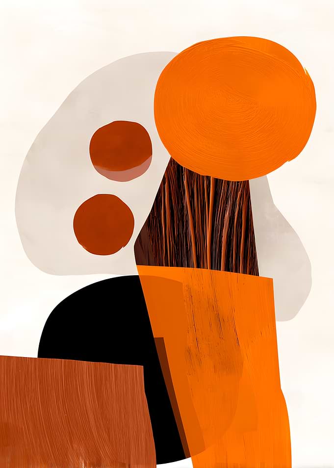 Abstract Geometric Orange and Black Art