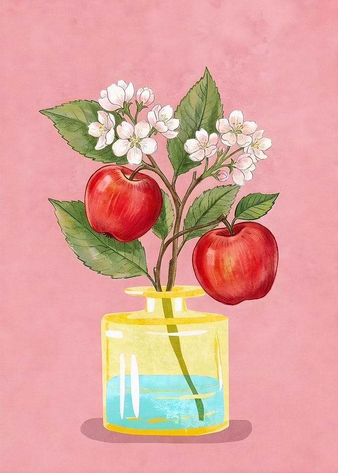 Apple Branch in Yellow Vase