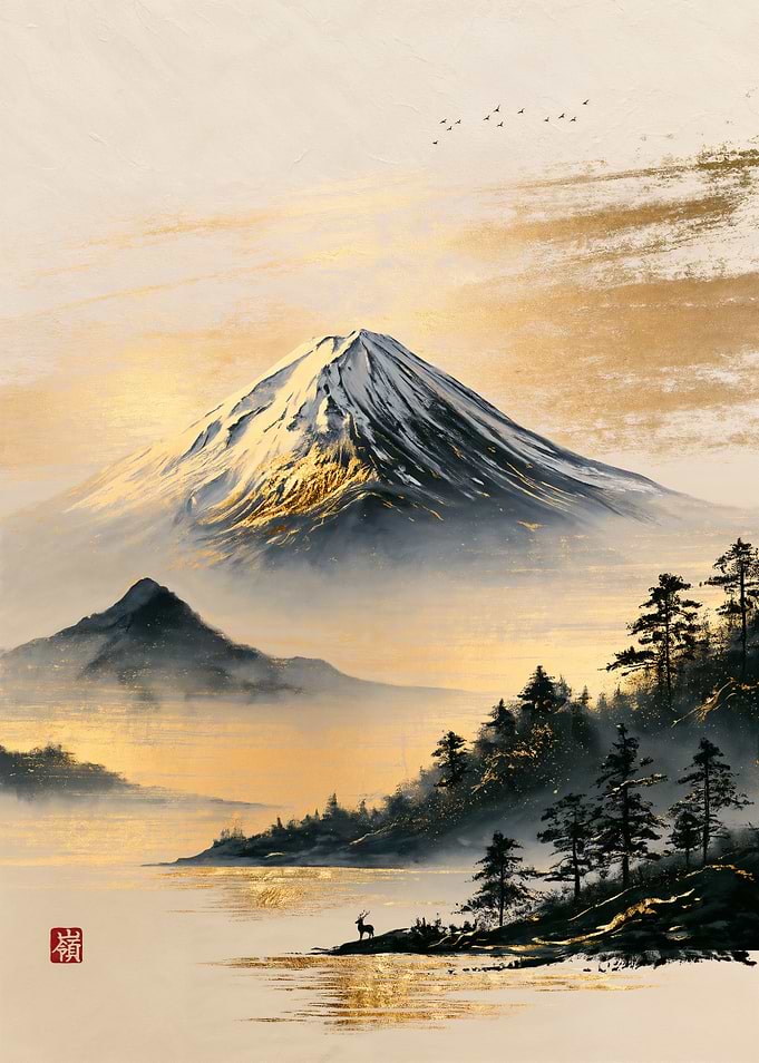 Mount Fuji, Brushed in Gold