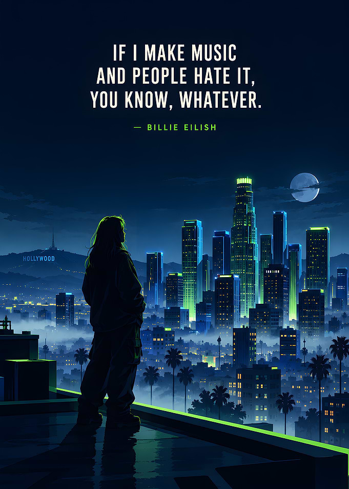 Billie Eilish Cityscape Quote Poster