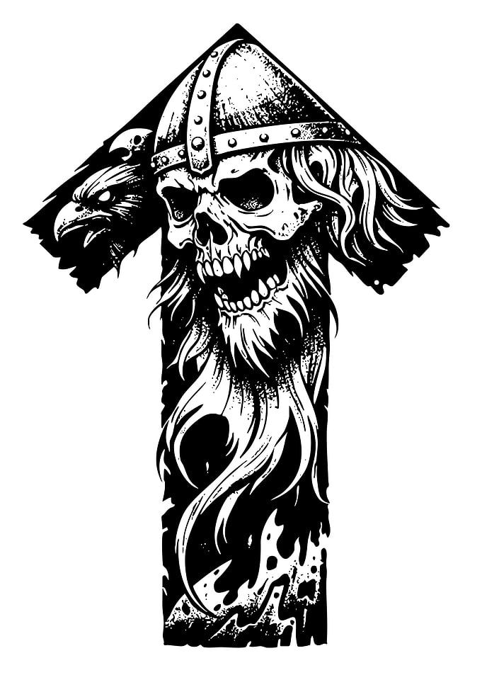 Viking Skull and Eagle Rune Art
