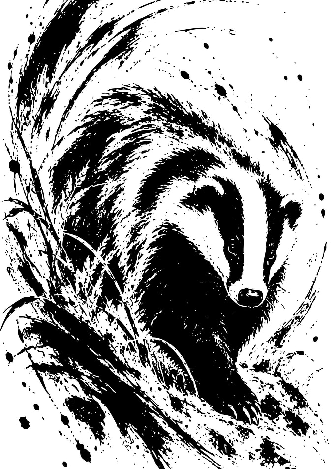 Black and White Badger Illustration