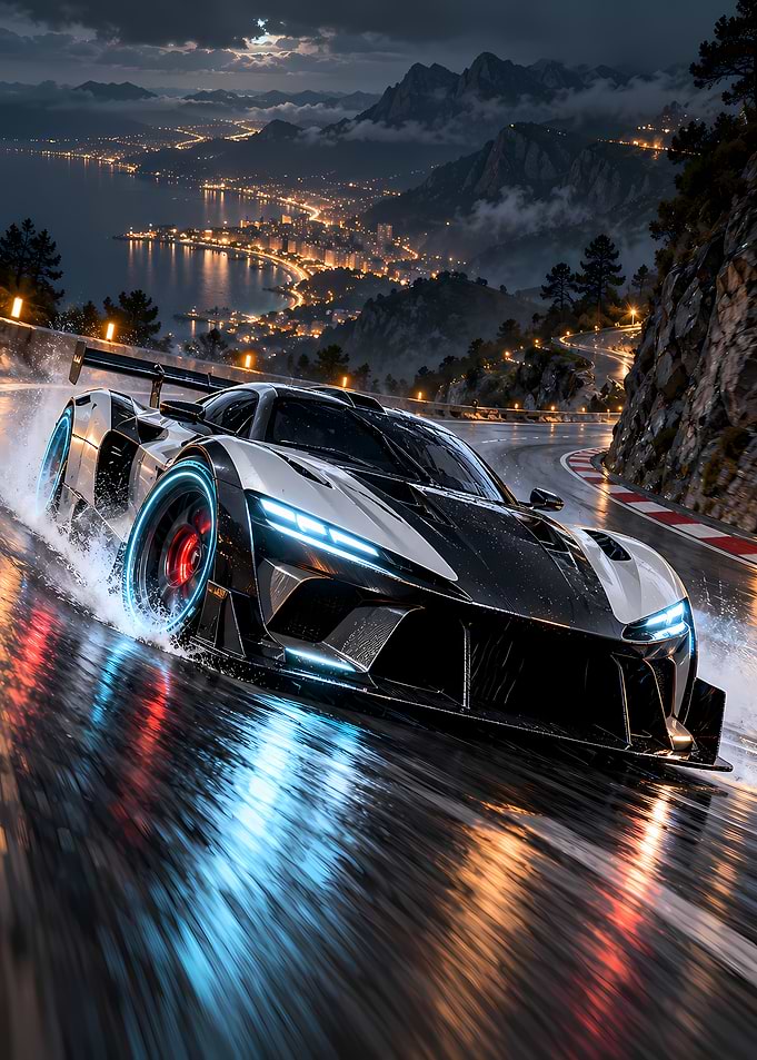 Supercar Racing on Coastal Road