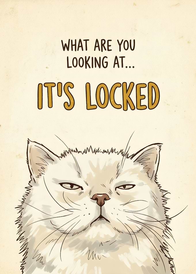 Funny Grumpy Cat Locked Screen Poster