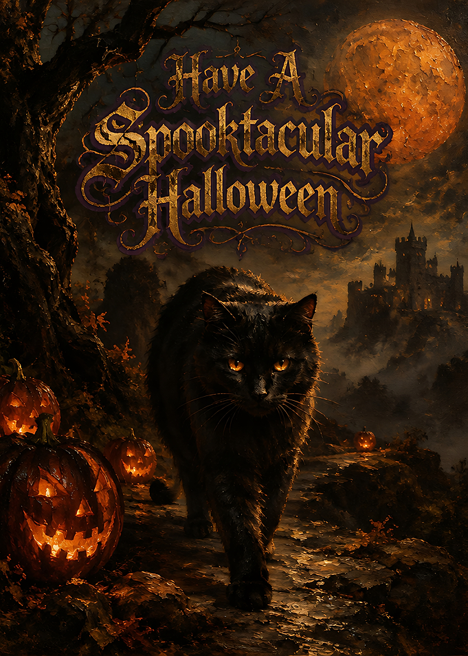 Spooktacular Halloween Black Cat Poster