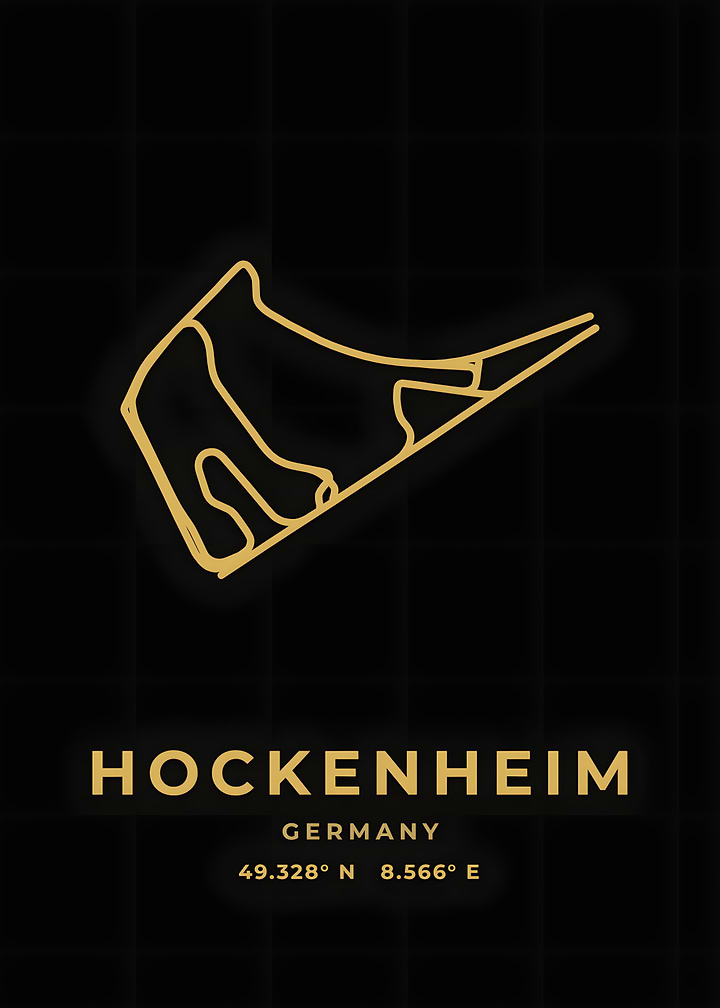 Hockenheim Race Track Black Gold Circuit Poster