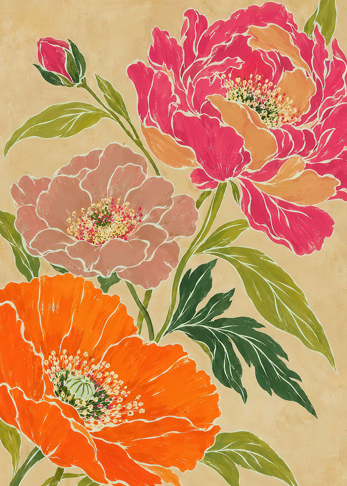 Vibrant Floral Botanical Illustration