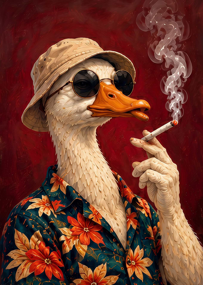 Cool Duck in Floral Shirt