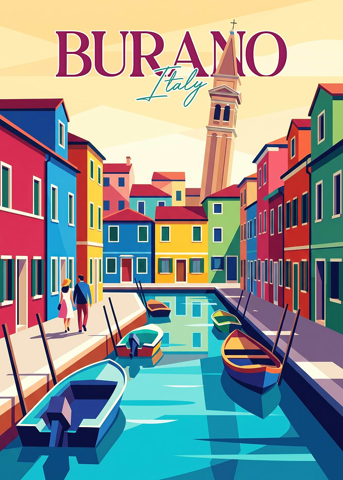 Burano Italy Travel Poster