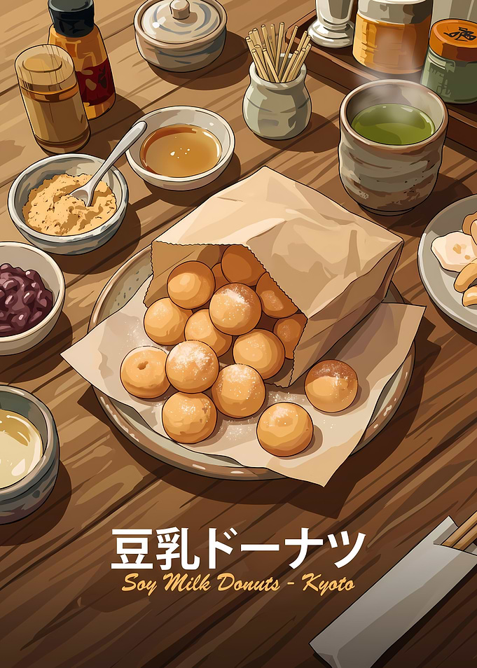 Kyoto Soy Milk Donuts Illustration