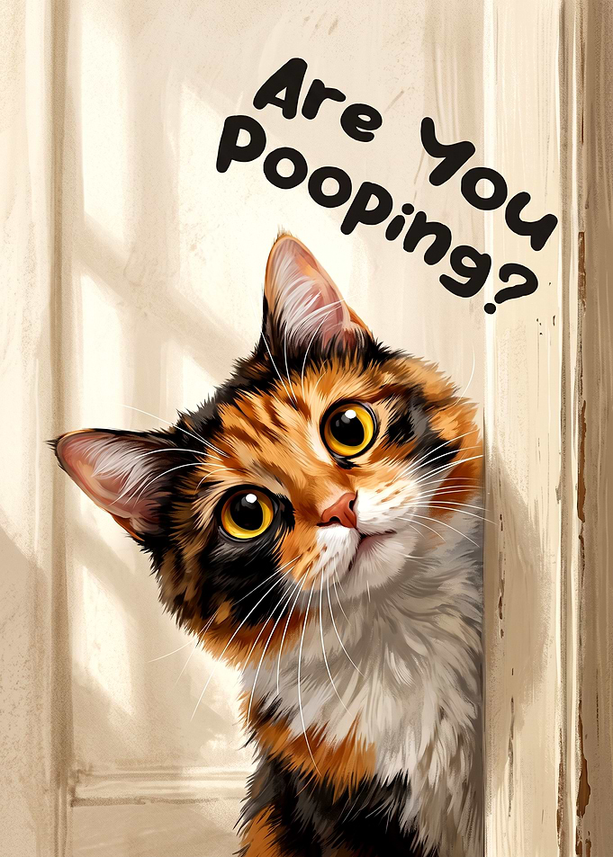 Funny Calico Cat Peeking Door Sign