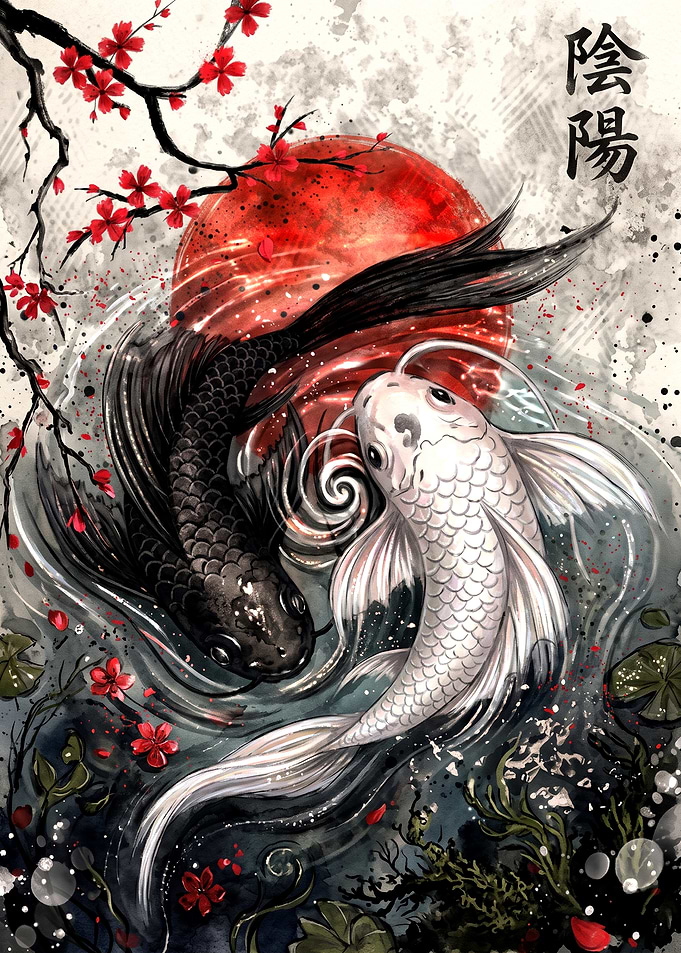 Yin Yang Koi Fish Art