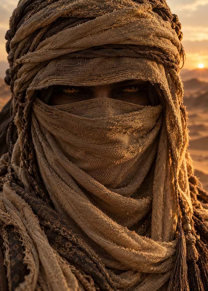 Desert Nomad with Piercing Eyes